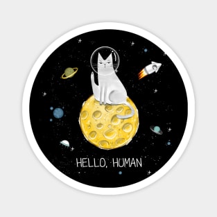 Cats in space. Cute typographi print with cats astronaut. Magnet